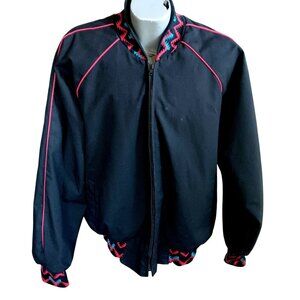 XL Vintage Men's Bee-Wild Jacket Black Bomber Zigzag USA Southwestern USA 1980's